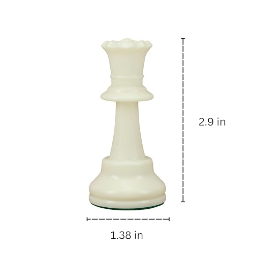 WE Games Replacement Staunton Chess Piece - Light Queen for Tournament Chess Set, Plastic Chess Piece with Felt Bottom, Classic Design, Replacement Chess Pieces for Chess Set - color: White Queen