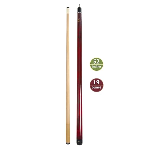 ASKA Short Kids Cue Stick, Canadian Hard Rock Maple, 13mm Hard Tip - color: 52-inches Red, No Wrap (LECN)