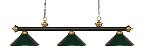 Z-Lite 200-3BRZ+SG-MDG 3 Billiard Light, Bronze & Satin Gold - color: Bronze & Satin Gold