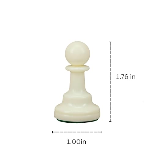 WE Games Replacement Staunton Chess Pawn - Light, Plastic with Felt Bottom, Classic Design, Replacement Chess Piece for Chess Set - color: White Pawn