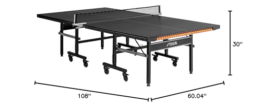 STIGA Carbon Series Indoor Table Tennis Table with 15mm - 18mm Performance Top, QuickPlay Assembly, Built-in Ball Storage, Foldable Playback Mode & Lockable Casters - style: Carbon 18