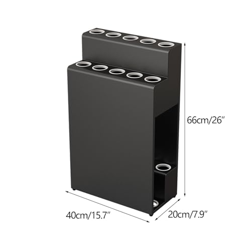 Adjustable Free Standing Pool Cue Rack - Metal Floor Stand Holds 10 Pool Sticks - Ideal for Billiard Room, Club, Bar - Durable with Foot Pads (Black)