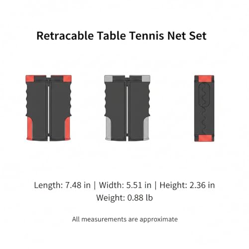 Retractable Table Tennis Net Set, Portable Clip-On Ping Pong Net for Flat Surfaces, Tool-Free Setup with Durable PP Construction - color: Black
