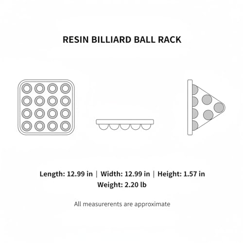 Heavy Resin Pool Ball Rack, Standard 15-Ball Triangle for Billiard Tables, Black