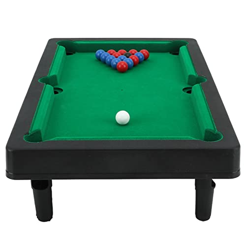 Mini Pool Table, Portable Tabletop Billiards Game Interactive Simulation Foldable Miniature Billiard Game Set with Balls, Sticks, Billiard Cue and Tripod Rack for Desktop