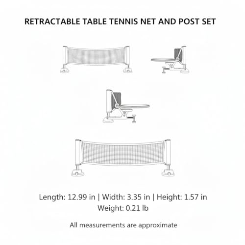 Retractable Table Tennis Net and Post Set, Clamp-On Portable Ping Pong Net for Dining Tables, Polyester Mesh