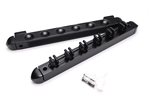 HAN'S DELTA 6 Pool Cue Rack - Billiard Stick Wall Mounted Wood Cue Rack, (Multiple Colors Available) (Black) - color: Black