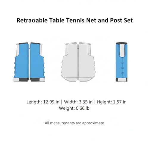 Retractable Table Tennis Net and Post Set, Clamp-On Ping Pong Net for Flat Surfaces, Portable ABS Plastic Game Accessory - color: Blue