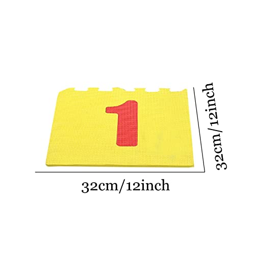 Hopscotch Mat for Play Floor Playmat, 12"×12" Hopscotch Interlocking Foam Tiles, Easy to Assemble & Clean, Soft & Reliable EVA Hopscotch Rug, 10 Large Number Foam Play Mats for Most Surface 7 x 2 Ft