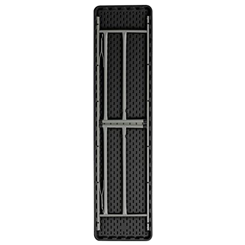 EMMA + OLIVER 6' Rectangular Plastic Folding Table, Long Plastic Foldable Table for Residential Indoor/Outdoor Events, Black - color: Black