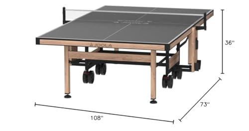 JOOLA Madeira Indoor Table Tennis Table - Wood & Steel Contemporary Design - Regulation Size High-End Ping Pong Table with Built in Racket & Ball Holders - Tournament Level Permanent Ping Pong Net