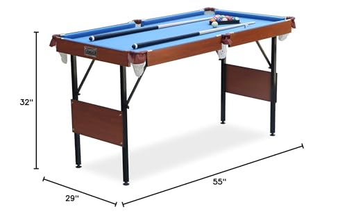 RACK Crux 55-inch Folding Billiard/Pool Table – Portable, Space-Saving Foldable Design - style: Blue Original