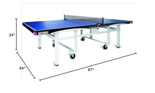 Butterfly Centrefold 25 Table Tennis Table—Indoor Rollaway Ping Pong Table—5-Year Warranty Game Table—ITTF Approved—For Tournaments & Clubs—Free Professional Ping Pong Net—No Assembly - style: Tournament Used