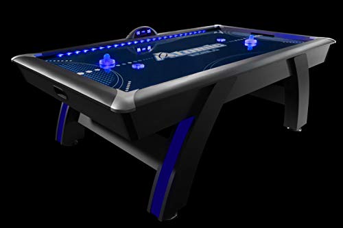 Atomic 90” Indiglo LED Light Up Air Hockey Table – Fully Illuminated Arcade Style Table with LED Scoring, Light Up Pucks & Pushers, in‑Rail Lighting and Music