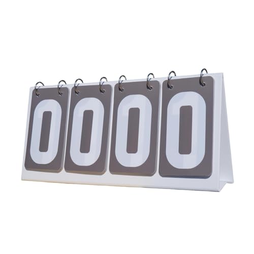 harayaa Sports Scoreboard Flip Number Score Board Lightweight Tabletop 4 Digit Scoring Counter PVC Construction Suitable for Basketball Football Table Tennis