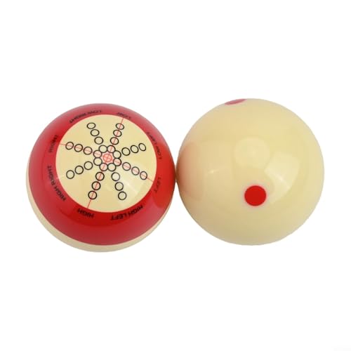 2 Pack Billiard Training Cue Balls with Red Dots 57.2mm Resin Practice Pool Balls for Skill Improvement Double Sided Design for American Billiards