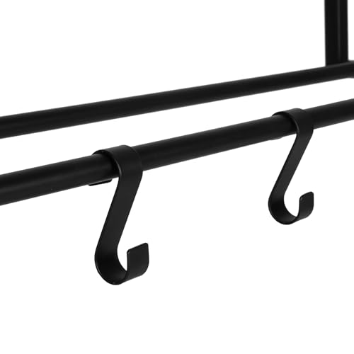 MyGift Ball Rack Wall Mounted, 3 Tier Gym Exercise Equipment Storage Organizer Shelf Display with 4 S-Hooks for Basketball Football Volleyball
