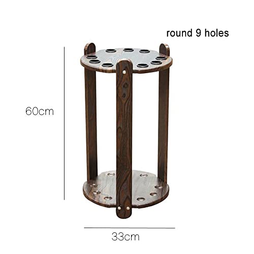 Pool Cue Racks,Freestanding Pool Cue Rack Floor Stand -Billiard Cue Racks Holder Angle,Ball Floor Rack/Square/8 Holes (60X30X24Cm) (Round 9 Holes (60X33Cm))