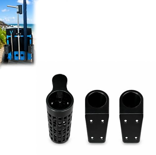Umbrella and Disc Retriever Holder Black Compatible with Zuca Backpack LG/Trekker LG Disc Golf Cart – Hands‑Free Shade Tool Mount with Quick‑Clip System