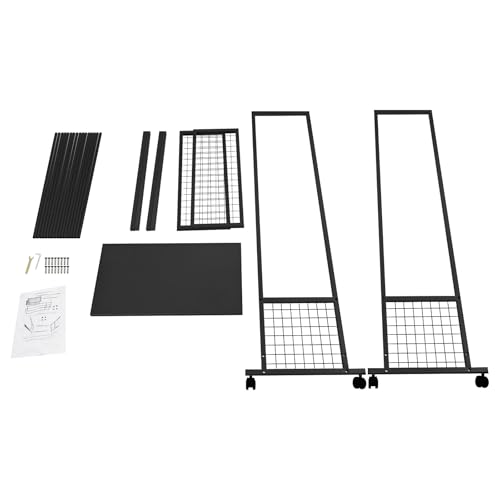 JenyunTech Ribbon Organizer, Large Capacity Wrapping Paper Organizer, Double-Sided Ribbon Holder, Multifunctional Ribbon Rack with Wheels for Packaging Paper, Scarves, Fabrics - color: 26in, Black