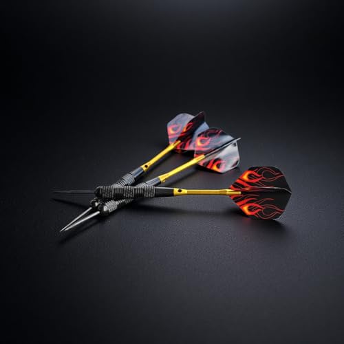 3pcs Steel Tip Darts 18g Black and Gold, with Flights & Carry Pouch, Easy to Control for Home Games & Casual Play