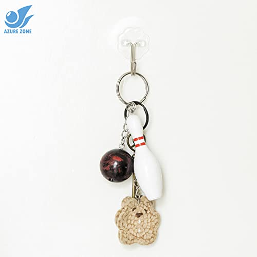 Azure Zone, Pack of 10 Bowling Pin Keychains Ball Charm Key Chain Sports Keyring