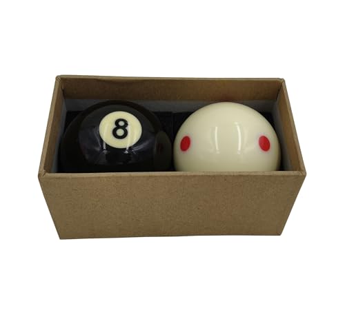 2PCS Packed Billiards 6 Red Dot Cue Ball &Number 8 Ball Set, Regulation Size 2-1/4" Training Pool Balls for Sports Billiard Table Accessories Games,4pcs Billiard Table Spot Inclued