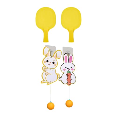 B Baosity Indoor Hanging Table Tennis Trainer with 2 Rackets and 2 Balls, Table Tennis Training Set, Parent Child Toy, 2 Bunny Board