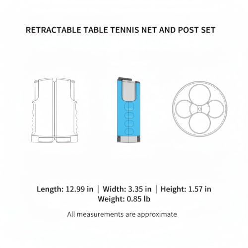 Retractable Table Tennis Net and Post Set, Clip-On Portable Ping Pong Net for Flat Surfaces, ABS Plastic - color: Blue