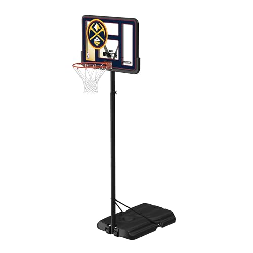 Lifetime NBA Denver Nuggets Portable Basketball Hoop, Adjustable Height 7.5-10 Ft, 44 Inch Shatterproof Fusion Backboard, Base with Wheels - color: Denver Nuggets