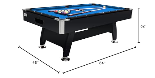 RACK Draco 7-Foot Tournament Billiard/Pool Table – Professional Competition Game Table - color: Blue Felt with Black Body