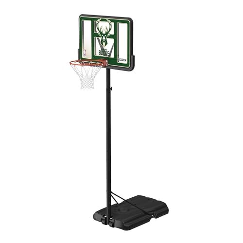 Lifetime NBA Milwaukee Bucks Portable Basketball Hoop, Adjustable Height 7.5-10 Ft, 44 Inch Shatterproof Fusion Backboard, Base with Wheels - color: Milwaukee Bucks