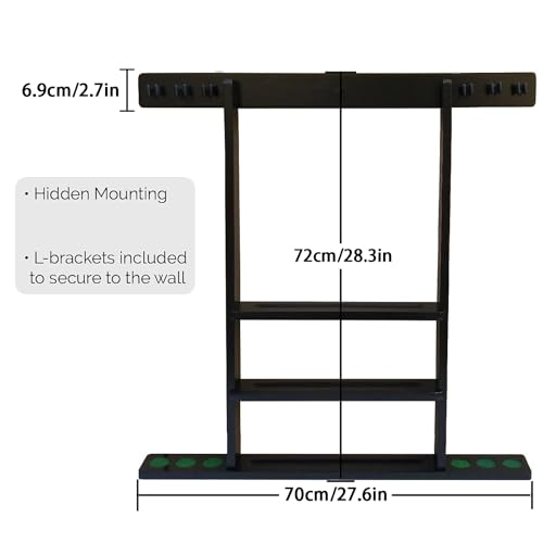 SUPERDIAMOND 6 Holes Wall Mounted Pool Cue Rack, Wood Billiard Stick Holder Holds 6 Cues for Pool Table Accessories, Heavy-Duty Billiards Storage Rack Stand Display for Game Room,Brown - size: 6 Cues, style: SU-wa6-Cue Racks-brown