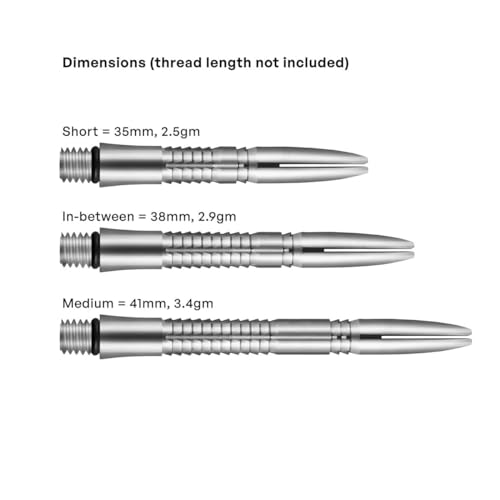 Shot! Darts Professional Mako Titanium Dart Shaft Set of 3 - size: Medium