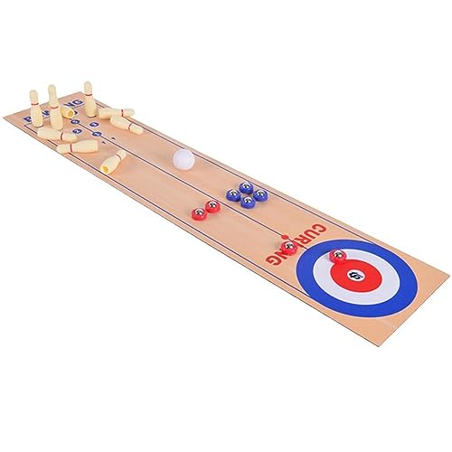 3 in 1 Tabletop Shuffleboard, Mini Curling and Bowling Game Set, Portable Family Game for Adults and Kids Indoors and Outdoors Table Top Games