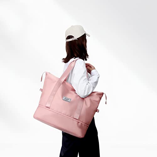 NPBAG Women Travel Duffel, Multi Functional Large Expandable Weekender Carry-on Tote, Gym Workout Overnight Bag, Mommy Hospital Bag for Labor and Delivery - color: Basic-Plain Flowers, style: Basic Version