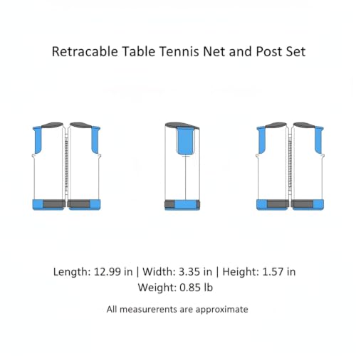 Retractable Table Tennis Net and Post Set, Clip-On Portable Ping Pong Net for Flat Surfaces, ABS Plastic - color: Orange