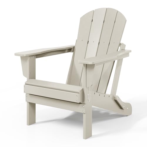 WestinTrends Malibu HDPE Outdoor Patio Folding Poly Adirondack Chair, Sand - color: Sand, size: 1 Chair