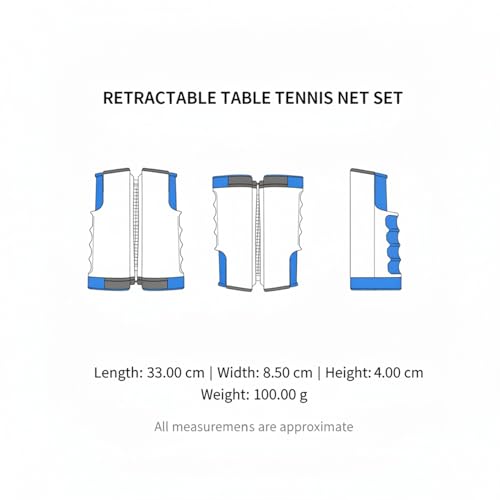 Retractable Table Tennis Net Set, Portable Nylon Ping Pong Net for Flat Surfaces, Damage-Free Setup - color: Gray