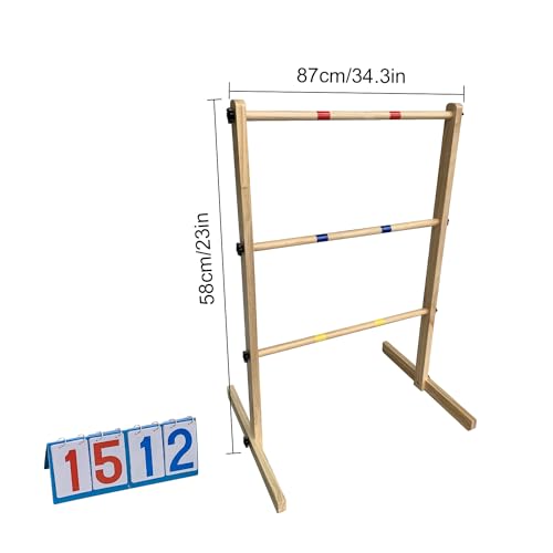 Ladder Ball Set with 2 Ladders 6 Bolas and Scoreboard Lawn Game Ladder Toss Outdoor Ladder Toss Game Set Wood Ladder Ball Set