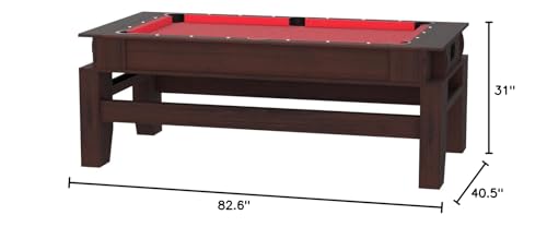 7ft Pool Table Air Hockey 2 in 1 Pool Table Red Felt - Billardhockey