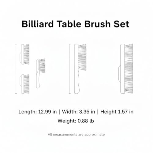 Billiard Table Brush Set, Natural Horsehair Bristles with Wood Handle for Pool Table Felt, 2-Pack - size: 12.99 x 3.35 x 1.57 in