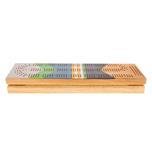 Pacific Shore Games Canoe Cribbage Board Game Set, Placid Nautical Print, Continuous 3 Track Travel Cribbage Boards Unique, Wooden Board Games for Adults, 9 Metal Cribbage Pegs, 12 Inches - style: Placid