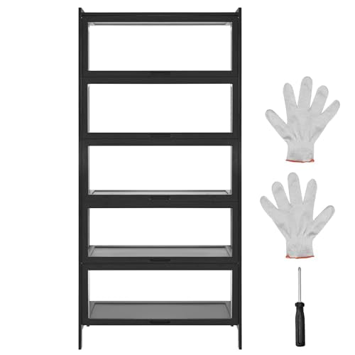 VEVOR Display Cabinet with Acrylic Doors, 68 in Tall 5-Tier Curio Cabinet, Natural Wooden Fame, Collectibles Toy Organizers Rack & Display Case, Bookshelf for Home, Office, Playroom, Living Room - size: 68in