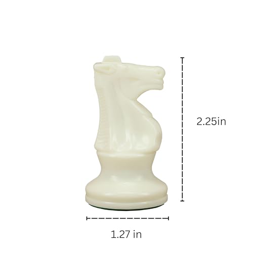 WE Games Staunton Chess Knight - Light Plastic Chess Piece for Tournament Set, Felt Bottom, Classic Design - color: White Knight