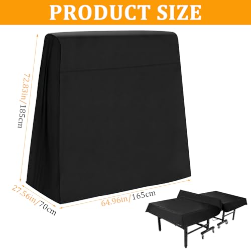 Ping Pong Table Cover, Heavy Duty Folding Table Tennis Table Cover Windproof with Zipper & Buckles Universal Fit for 9x5 FT Indoor & Outdoor Folding Tables