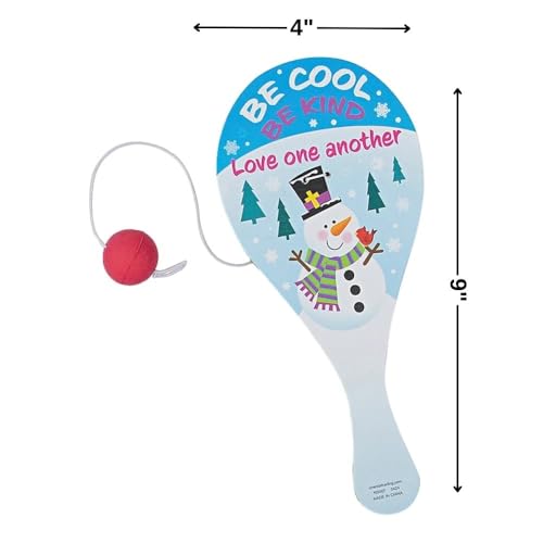Fun Express 4" x 9" Religious Share God’s Love Snowman Wood Paddleball Games - 12 Pieces - style: Religious Snowman