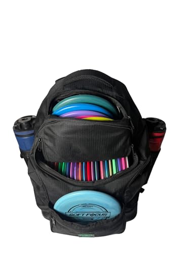 3Skull Disc Golf Bag SK2-30+ Disc Capacity - Ripstop - 5 Storage and 2 Water Bottle Pockets - Frisbee Disc Golf Backpack - Black