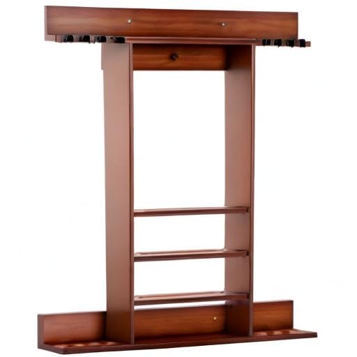 Goplus Pool Cue Rack, Wall Mounted Billiard Stick Holder, Made of Solid Pine Wood, Holds 8 Cues & Full Ball Set & 1 Ball Rack, Compact Billiards Accessories for Club, Bar (Brown)