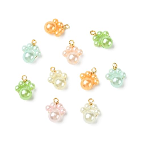 Stiesy Handmade Animal Paw Charms ABS Plastic Imitation Pearl Cute Dog Cat Paw Print Shape Dangle Charms Pendants Bulk for Necklace Bracelet Earring Jewelry Making Supplies DIY Craft 40Pcs 8 Style - color: Paw Print-40pcs